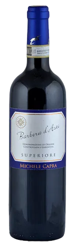Bottiglia di Barbera d'Asti Superiore DOCG dell'azienda vitivinicola Michele Capra.